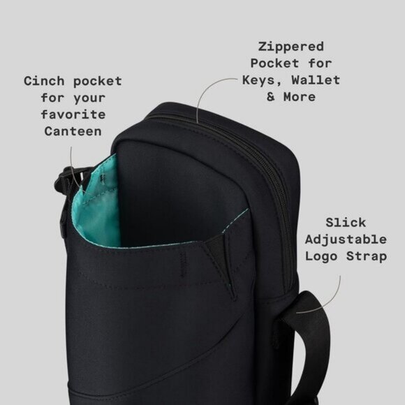 ⚡Corkcicle Black Neoprene Crossbody Water Bottle Adjustable Strap Sling Bag - Picture 4 of 7